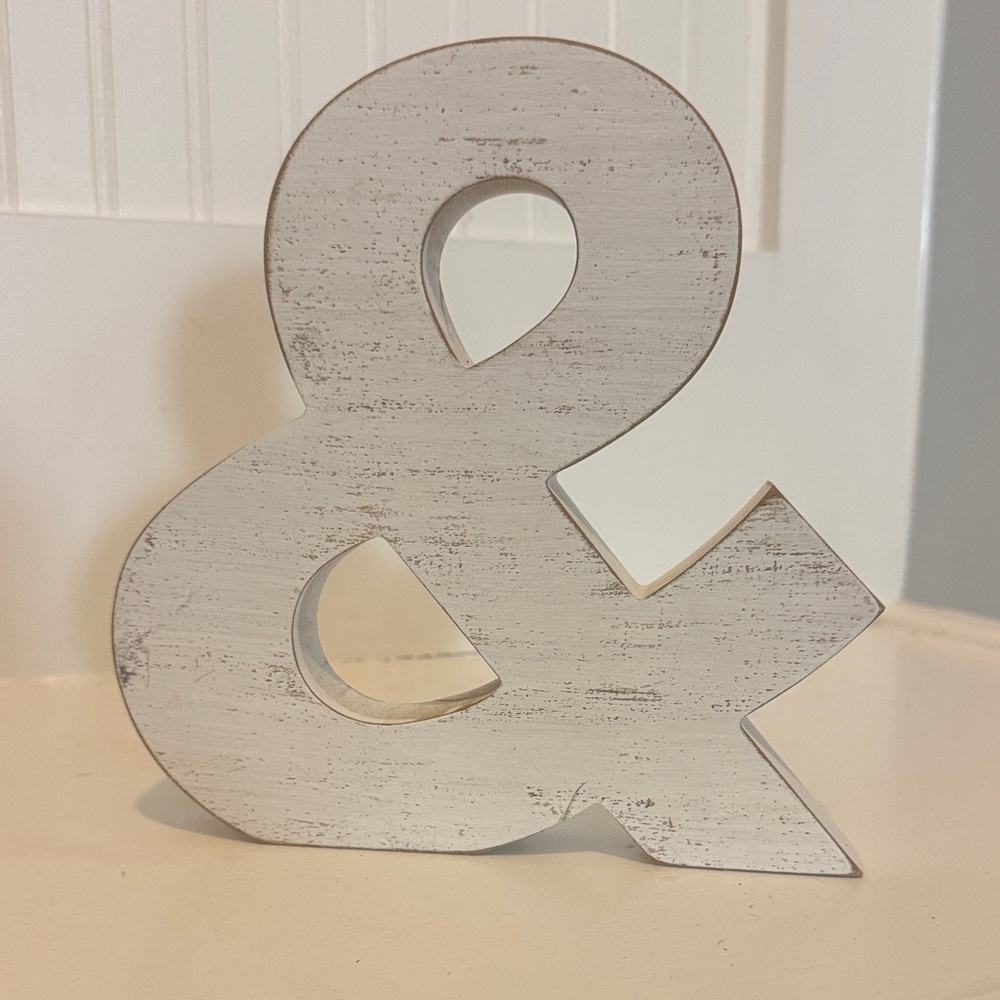 Hobby Lobby Distressed White Ampersand Decor